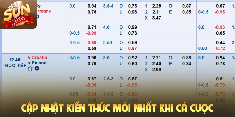 Cập nhật kiến thức mới nhất khi cá cược