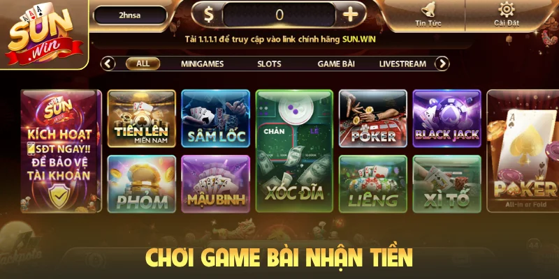 Chơi game bài nhận tiền