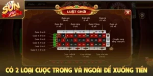 Có 2 loại cược trong và ngoài để xuống tiền