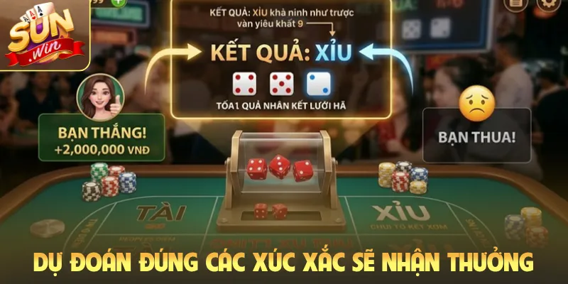 Dự đoán đúng các xúc xắc sẽ nhận thưởng