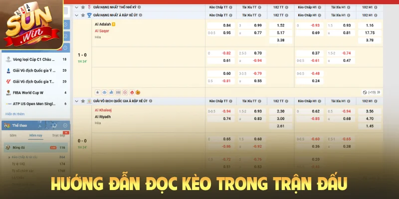Hướng dẫn đọc kèo trong trận đấu